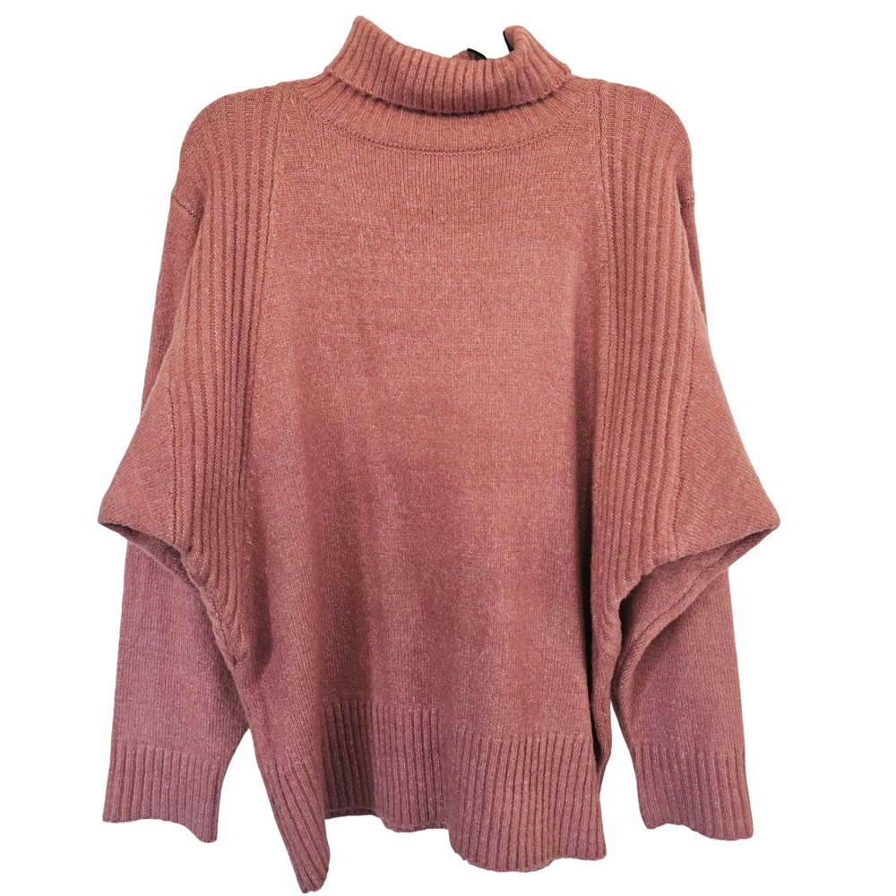Double Zero Large Turtleneck Sweater Pink‎ Dolman Sleeve Casual Winter Soft Cozy